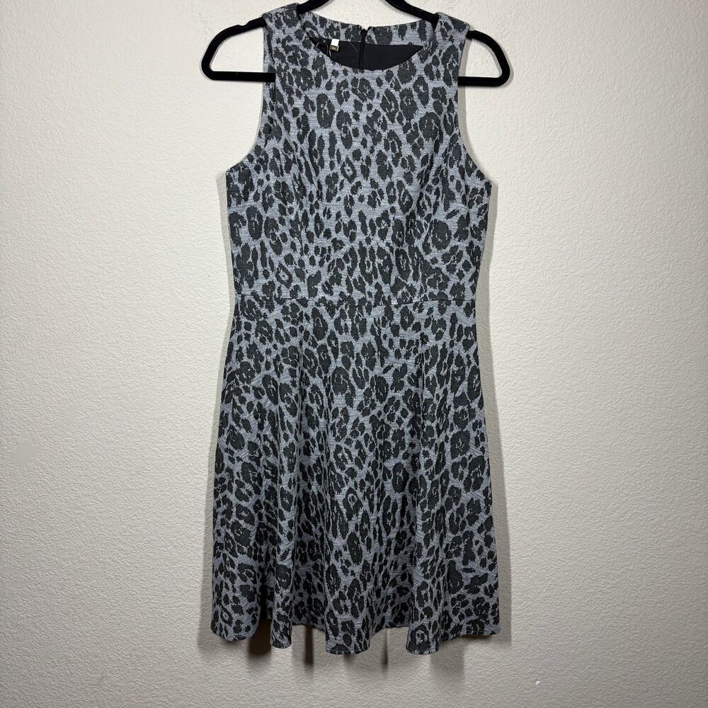 4 Collective Medium Animal Print A Line Fit & Flare Dress Black Gray Sleeveless